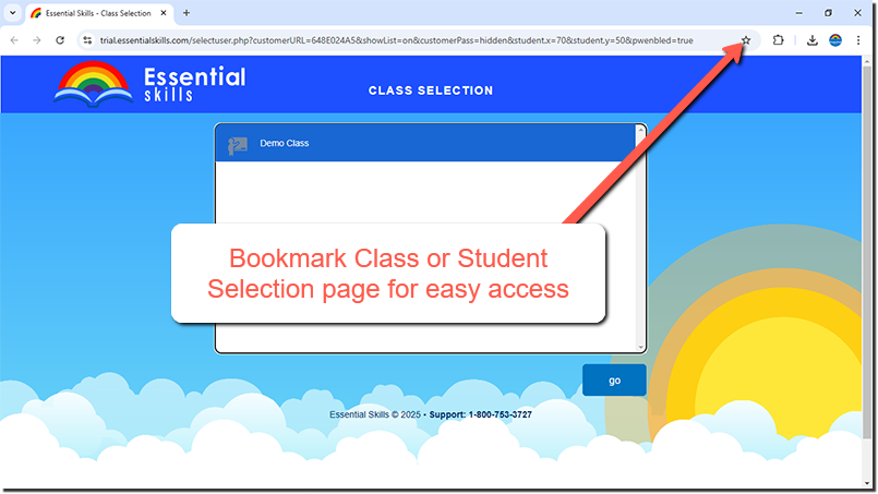 Class or Student Bookmark Selection