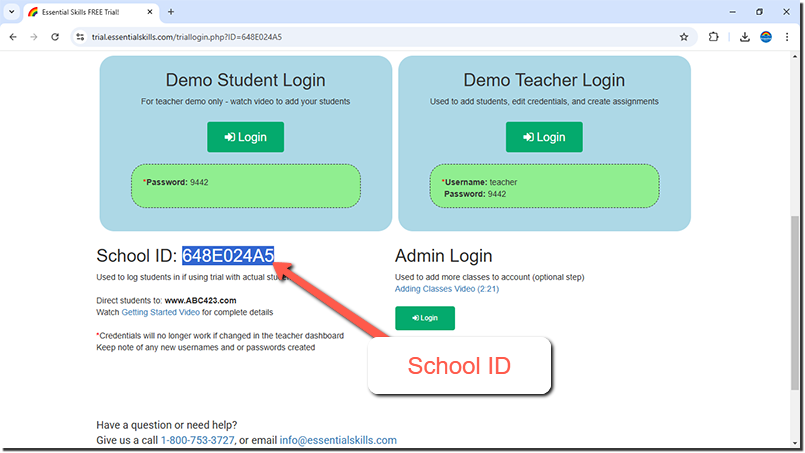 Demo Student Login